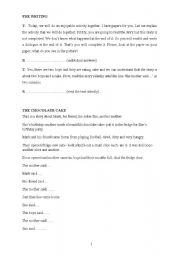 English worksheet: the chocalate cake