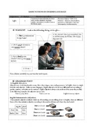 English worksheet: Basic Notions of English Language