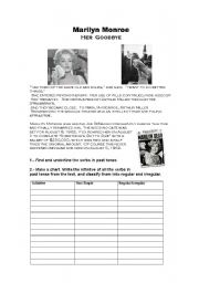 English worksheet: Marilyn Monroe. Her goodbye