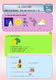 English worksheet: the weather and clothes