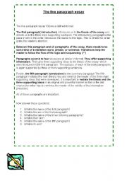 English Worksheet: The five paragraph essay