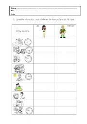 English Worksheet: Daily Routine