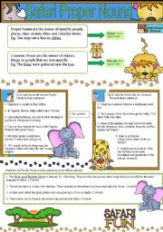 English Worksheet: Proper Nouns and Common Nouns- Safari Fun