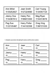 English Worksheet: Find the phone number