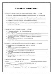 English Worksheet: Grammar Worksheet