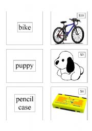 English Worksheet: How Much Is It? Cards
