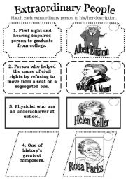 English Worksheet: Extraordinary People...Match each extraordinary person to his/her description.