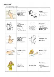 English Worksheet: Gestures and Body Languages