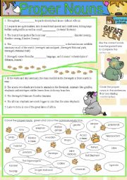 English Worksheet: Proper Nouns- African Safari content focus