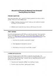 English Worksheet: Should Cell Phones be Banned from Schools? 