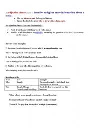English Worksheet: Adjective Clauses