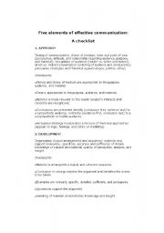 English worksheet: Five elements of communication