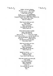 English worksheet: listening  song--world by five for fighting 
