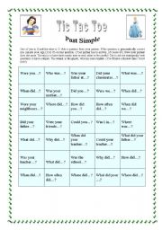 English Worksheet: Tic Tac Toe - Past Simpe