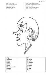 English Worksheet: parts of the face