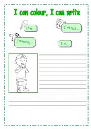 English worksheet: I can colour, I can write