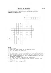 English Worksheet: IDENTFYING THE BASIC PARTS OF SPEECH PUZZLE