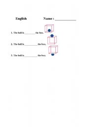 English worksheet: in on below preposition