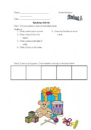 English worksheet: Preposition of Place-Pairwork Activity