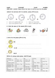English worksheet: 4th class exam