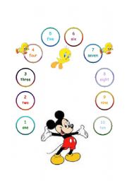 English Worksheet: numbers poster from mickey and tweety