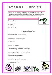 English worksheet: Animal Habits