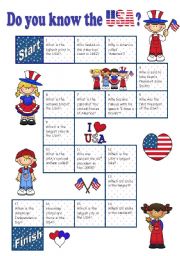 English Worksheet: Boardgame DO YOU KNOW THE USA