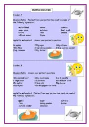 English Worksheet: Recipe Exchange