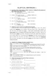 English worksheet: Elliptical Construction