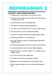 English Worksheet: rephrasing 2