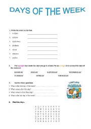 English worksheet: Days of the week