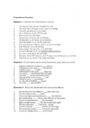 English worksheet: Prepositions Exercises