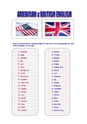 English Worksheet: American X British English - SECOND PART (out of 2)