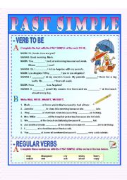 Past Simple - To Be, Regular and Irregular Verbs (4 pages)