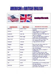 English Worksheet: American X British English - FIRST PART (out of 2)