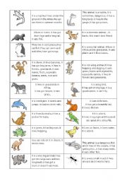 English Worksheet: Animals and their easy descriptions