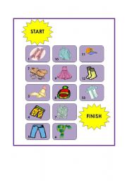 English Worksheet: Clothes board game