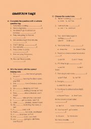 English Worksheet: question tags