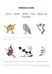 English worksheet: Halloweens words