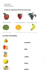 English Worksheet: Fruit