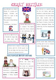 English Worksheet: ENGLISH-SPEAKING COUNTRY (1) - GREAT BRITAIN 