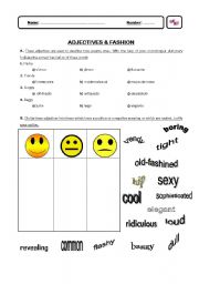 English worksheet: Adjectives & Fashion