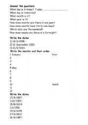 English Worksheet: DATES-MONTHS