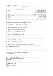 English Worksheet: be going to