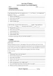 English Worksheet: past tense