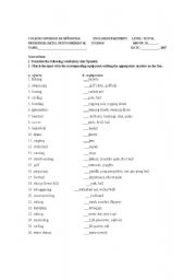 English worksheet: sports practice