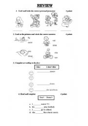 English worksheet: review subject pronouns  action verbs