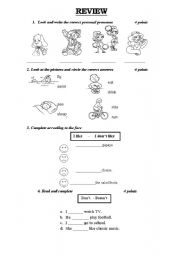 English Worksheet: review subject pronouns  action verbs