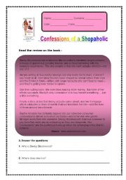 English Worksheet: Nice worksheet on tha book Shopaholic Confessions!