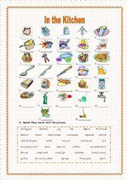 English Worksheet: In the Kitchen (2/2) - Kitchen Objects 